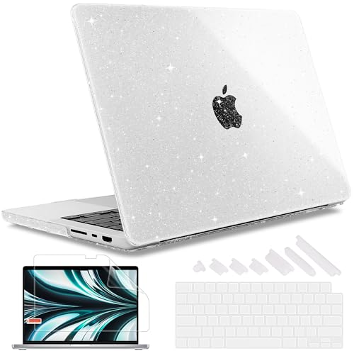 May Chen for 2026 MacBook Pro 14-inch M5 M4 M3 M2 M1 Pro/Max Chip, Release 2026 2025-2021, Model A3427 A3426 A3434 A3112 .., Plastic Hard Shell with Keyboard Cover, Clear Glitter Sparkle
