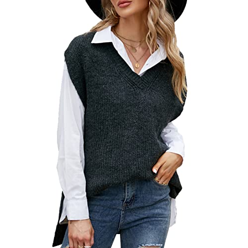 Colete Feminino, Colete Feminino Solto Casual Cor Pura para Trabalho Feminino (XL)