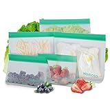 EL PAQUETE INCLUYE: Incluye 3 bolsas para alimentos hermeticasen en tamaño del almuerzo + 2 bolsas de alimentos en tamaño de la merienda. nuestra bolsas de silicona preservación es perfecto para el almuerzo, cosméticos, joyería, maquillaje, papelería, medicamentos y más.