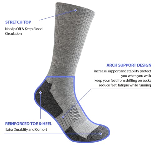 JOYNÉE 8 Pairs Mens Cushioned Crew Athletic Socks, Moisture Wicking Breathable Socks for Sport Running,Multicolor 4,Sock Size:10-132