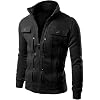 Maiyifu-GJ Mens Winter Casual Military Jacket Fall Full Zipper Stand Collar Coat Lightweight Slim Fit Windbreaker Outwear Black,Medium