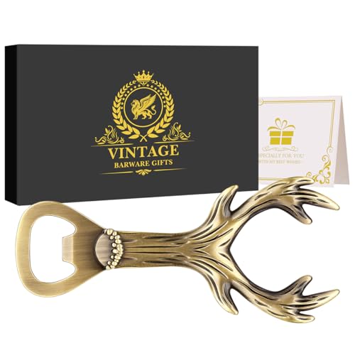 LKKCHER Hirschgeweih Geschenke, Jäger Geschenke für Männer, Bierflaschenöffner, Jagd Zubehör Weihnachtsgeschenke für Frauen Männer, Personalisierte Geschenke für Jäger, Männer,mit Geschenkbox