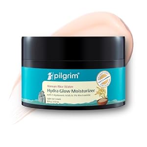 Pilgrim Korean Rice Water Hydra Glow Moisturizer 100Gm with 5 Hyaluronic Acids, 3% Niacinamide, 5 Ceramides | 5x Hydration & Instant Glass Skin | Oil-Free, Lightweight Gel | All SkinTypes | Women,Men
