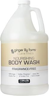 Ginger Lily Farms Fragrance-Free Nourishing Body Wash, 1 Gallon Vegan Cruelty-Free Refill for Gyms, Spas & Home - 128oz Shower Gel