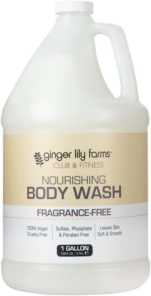 Club & Fitness Nourishing Body Wash, 100% Vegan & Cruelty-Free, Bath & Shower Gel for Men and Women, Fragrance Free, 1 Gallon (128 fl. oz.) Refill