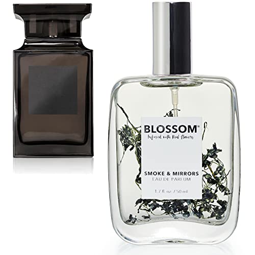 Blossom Unisex Eau De Parfum, Cruelty Free And Vegan Fragrance, Plant-Based Perfume Spray, Infused With Real Flowers, Made In Usa, 1.7Oz, (Black Amber, Patchouli, Persian Galbanum, Leather, Bergamot), Smoke & Mirrors #TOP5