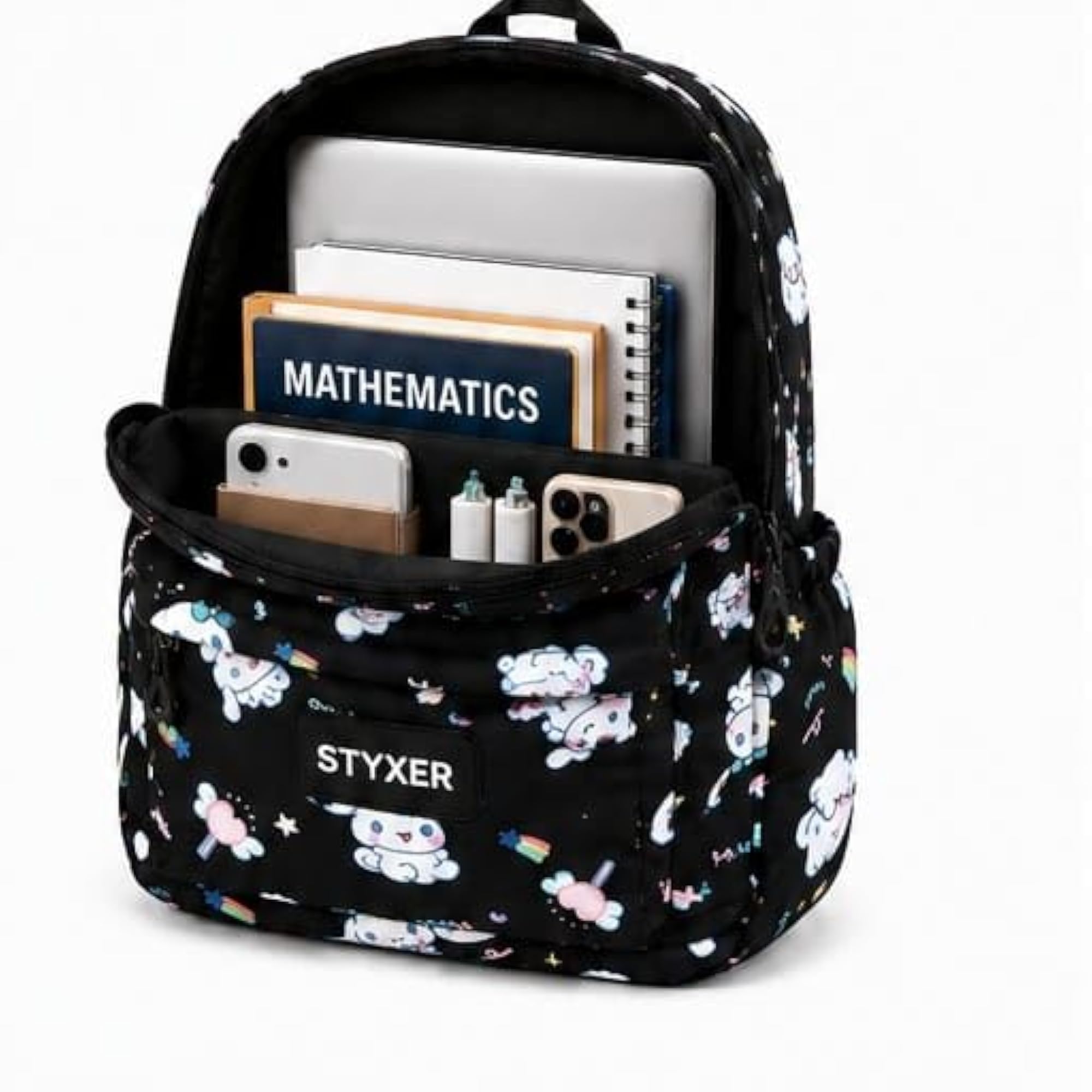 Black Printed Backpack for Kids, Stylish Daypack
