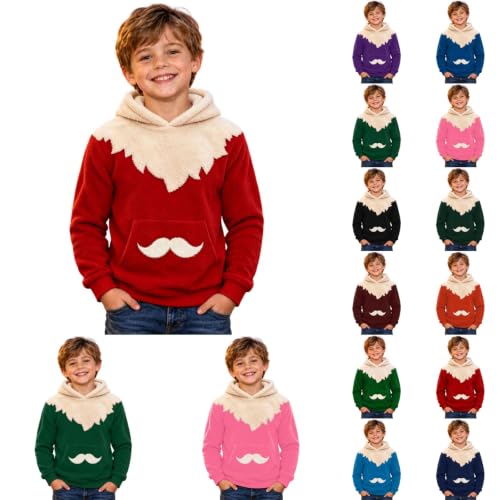 Kids Christmas Mustache Hoodie Cosplay Fleece Pullover Sweatshirt For Boys - image 1