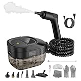 Handheld Dampfreiniger für Zuhause, 2500W Hochdruckdampfer, 15s Schnelles Aufheizen, 1,6L Tank, Tragbarer Dampfreiniger für Auto, Boden, Fugen, Küche, Möbel & Bettwanzen (Schwarz)