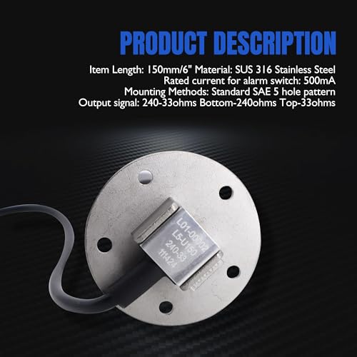 OXCANO Marine Fuel Sending Unit 240-33ohms 6" (150mm) for Boat Fuel Tank Sender Stainless Steel Fuel Lever Sending Units Water Fuel Gauge Sender for Car Truck Vehicle by OXCANO - Image 6