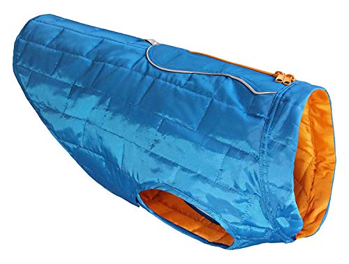 Kurgo Loft - Abrigo Reversible para Perros, Chaqueta Invierno para Mascotas, Impermeable, Reflectante - Azul/Naranja, S