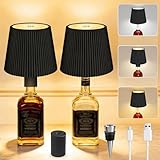 2 Stück Flaschenlampe Aufsatz LED Aufladbar, 3 Einstellbare Farbtemperaturmodi, Touch Flaschen-Lampe, Schutzart IP54, Kabelloses USB Aufladbar Tischlampen, für Schlafzimmer, Garten, Bar (Schwarz)