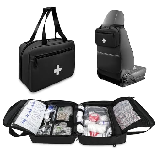 NENYX Bolsa de primeiros socorros vazia, compacta e portátil, organizador de suprimentos médicos com vários compartimentos, bolsa de emergência para viagem, acampamento, caminhada, carro, viagem e uso