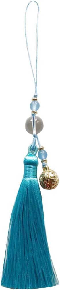 FANTAC Crafts Gold-Plated Jingle Bell Crystal Bead Silky Tassel Hanging Charm Pendant Decorative for Bag Chinese Folding Fan Seal Craft Phone Cover Tassel Strap Hang Decoration (Black)