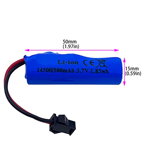 Threeking 3.7V 500Mah 14500 Rechargeable Li-Ion Battery Sm-2P Joint With Usb Charger For Rc Remote Control Car Toys #TOP2