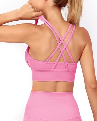 Image of Grace Form Strappy Sports Bra for Women Padded Push Up Sport Bra Athletic Running Workout Bra Yoga Bra