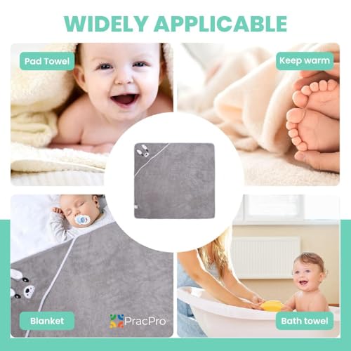 Image of Hooded Towel - Absorbent Large Baby Towel 31 x 31 Inch Baby Essentials - Baby Bath Essentials - Baby Bath Towels - Baby Towels Bath Towel