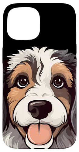 Cute Bernedoodle Face Cartoon Puppy Dog Owner Pet Lover Case for iPhone 15