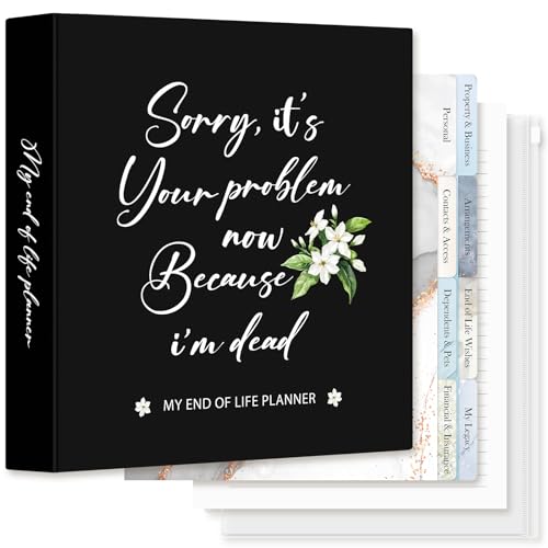 Carpeta Lanpn Organizadora de Fin de Vida – Sorry, It’s Your Problem Now con 8 Divisores y 10 Fundas, Organizador de Últimos Deseos Testamento Documentos