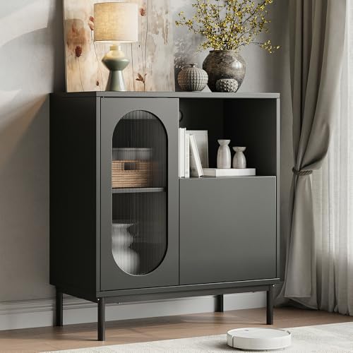 Einhomn Sideboard Buffet Cabinet with Fluted Glass...