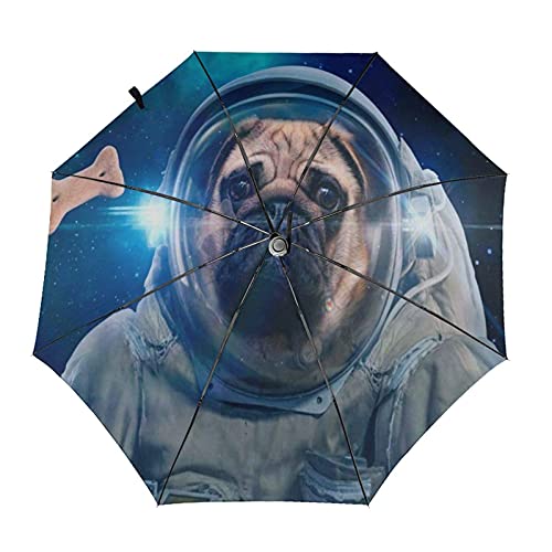 DXZ-Design Auto Open Close Umbrella Watercolor French Bulldog Puppy Dog Automatic Compact Travel Sun Rain Golf Windproof Folding Umbrella Portable Auto Open Close Parasol for Women Kids Men Girls