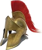 Ce casque grec spartiate est livré avec une doublure intérieure en cuir Flux confortable, une sangle et une plume de crin de cheval de couleur rouge. La taille universelle s'adapte à tous les