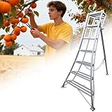 Aluminum 3ft Harvesting Ladder - Stable 3-Legged Fruit Picking Step Stool, Wide Base Safety Podium for Persimmon & Hedge Trimming, 90cm/35.4in Height