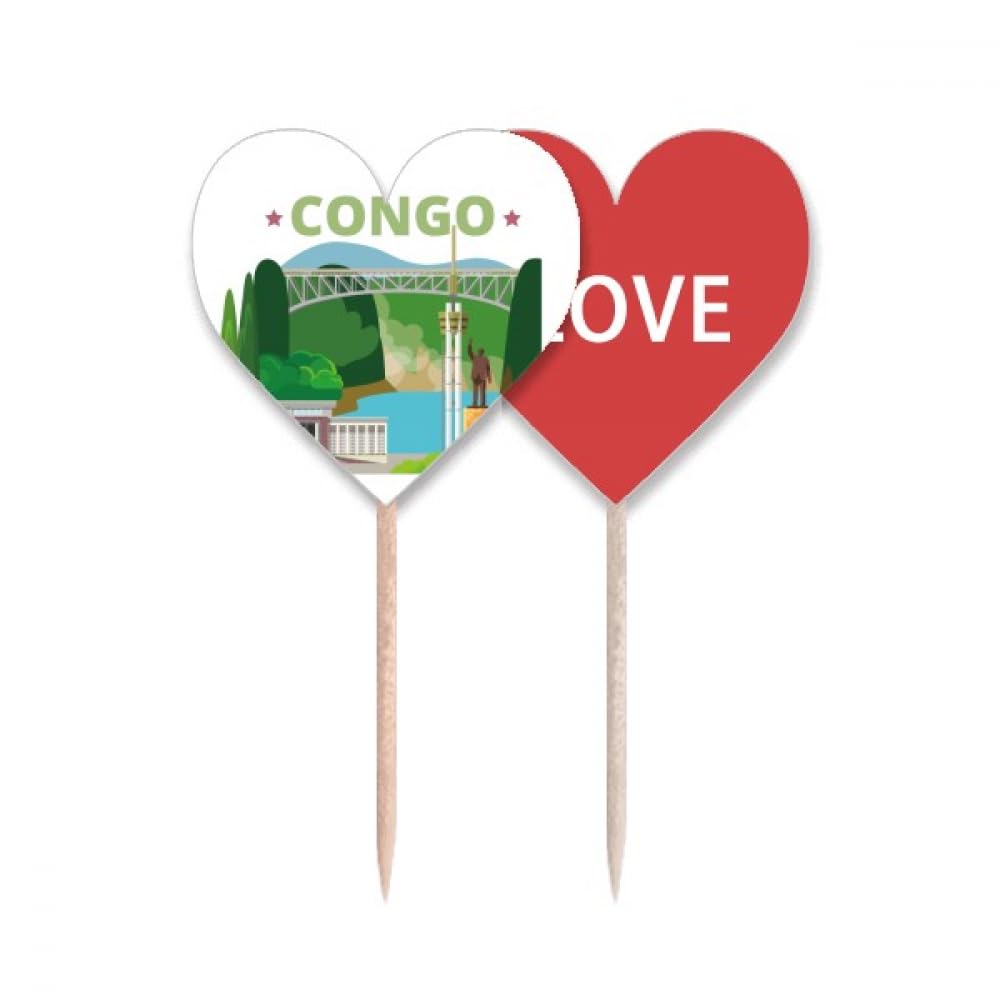 Pique à cocktail drapeau Congo en cœur pour amuse-bouche