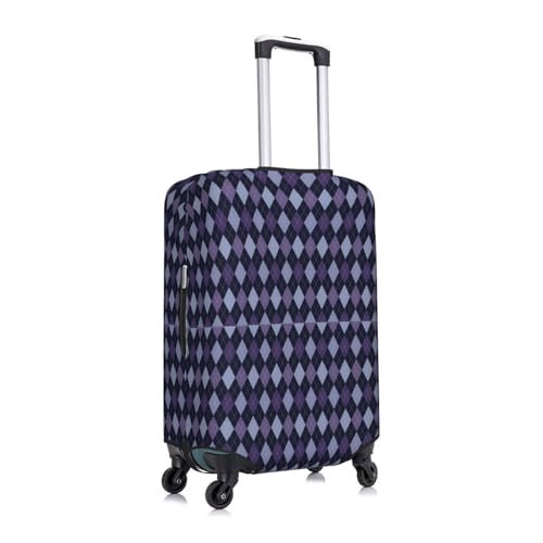 Purple And Blue Squares Luggage Cover Protector Anti-Scratch Washable Fits 18-32 Inch Luggage-Small3