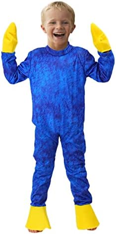 FTCBXT Kids Blue Monkey Cartoon Monster Jumpsuit Cosplay Costume With 1 Different Mask Halloween Christmas Costumes Carnival Party (L, Blue)