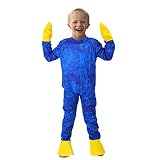 FTCBXT Kids Blue Monkey Cartoon Monster Jumpsuit Cosplay Costume With 1 Different Mask Halloween Chr