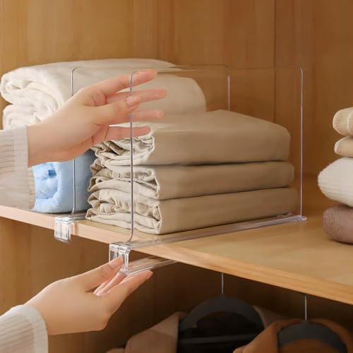 SUPRROW 6 Stück Transparente Acryl Regaltrenner,30x20cm Regalteiler,Verstellbarer Kleiderorganisator,Multifunktionaler Transparente Regalteiler für Schrank Schlafzimmer Bücherregale