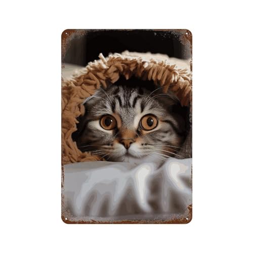 Tableau en métal vintage chat de qualité supérieure pour décoration murale