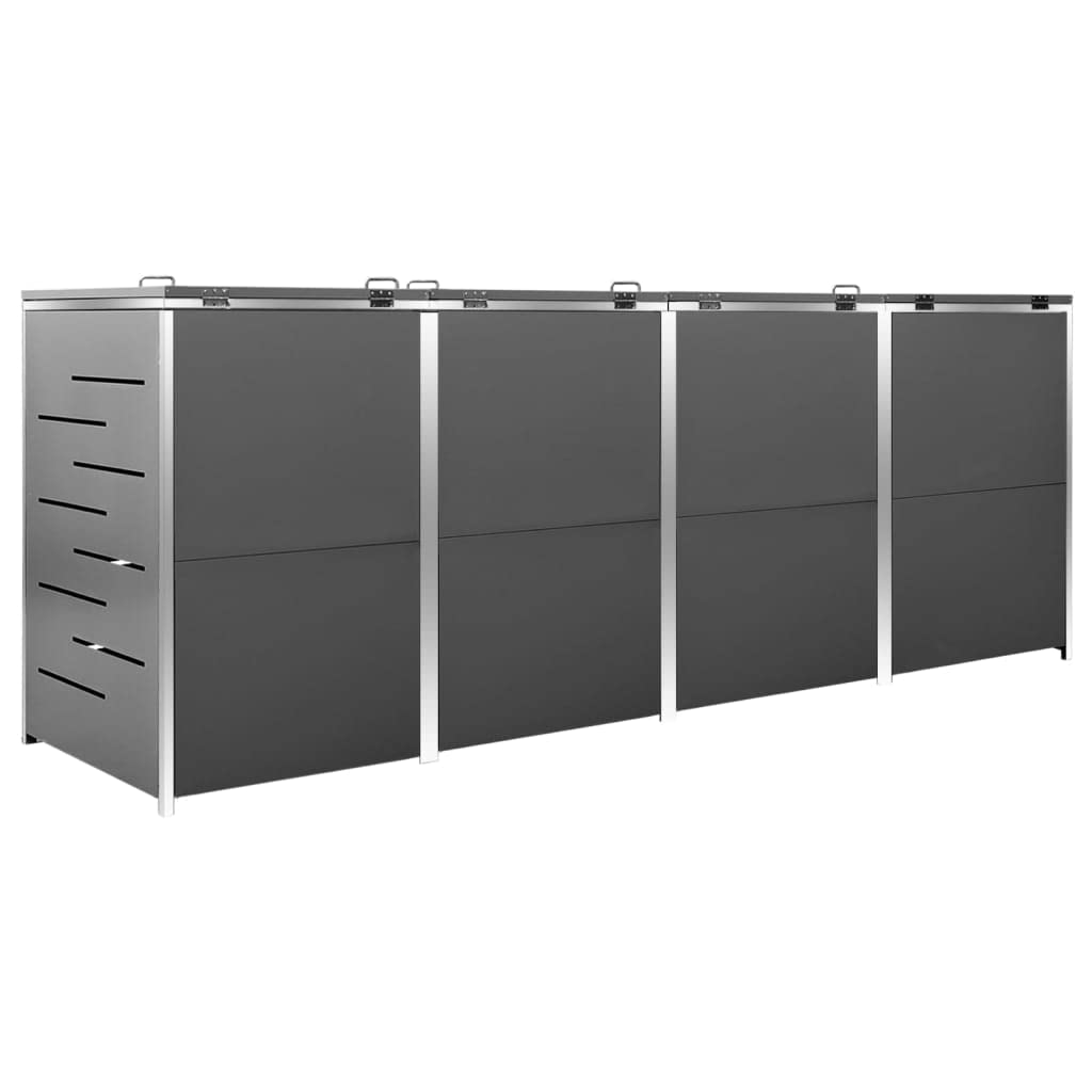 KOIECETA Mülltonnenbox für 4 Tonnen Müllbox Mülltonnenverkleidung Mülltonne Mülltonnenbox Müllcontainer Gerätebox 240L Anthrazit Edelstahl, V-1495