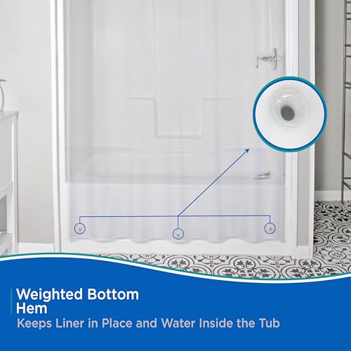 Rideau de douche PEVA imperméable Kenney doublure transparente 178x183 cm - 7