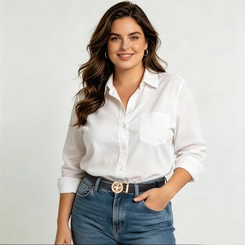 Image of Aurolran Women's Leather Belt with Buckle - Ideal for Dresses, Jeans, and Coats