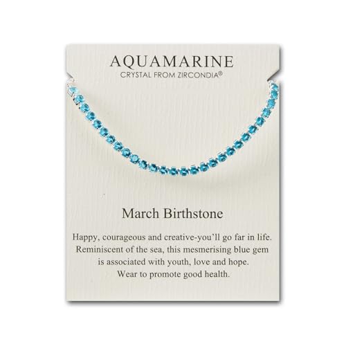 Philip Jones March Birthstone Friendship Bracelet with Aquamarine Zircondia® Crystals