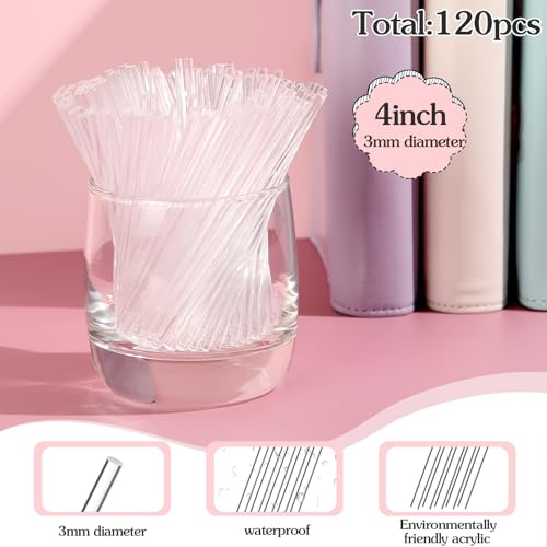 Image of Vicenpal 120 Pcs 4 Inch Clear Acrylic Rods 3 mm Plant Stakes Acrylic Dowel Rods Plant Support Stakes Round Strip Sticks for Party DIY Crafts Decorations Gardening