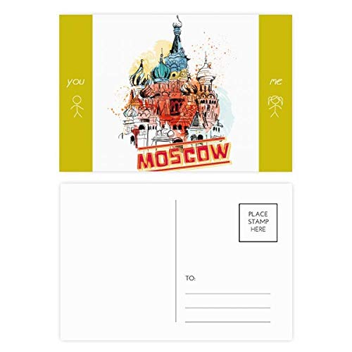 Jeu de cartes postales Russie Moscou Cathédrale Saint-Basile carte Merci multicolore 20pcs