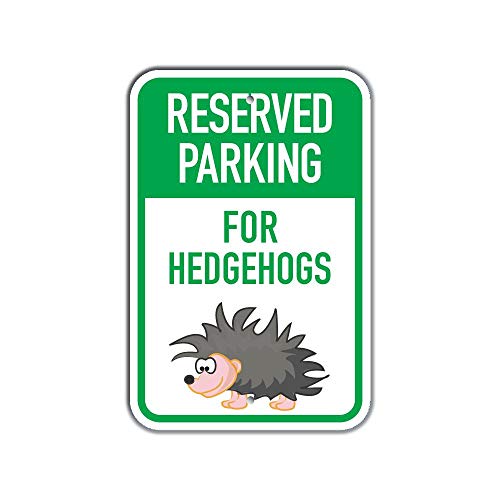 Panneau aluminium Reserved Parking for Hedgehogs motif hérisson mural