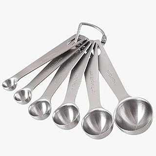 Newk 6 PCS Spoons, Stainless Steel Metal Kitchen Tools Set for Dry and Liquid Ingredients-1/8 TSP, 1/4 TSP, 1/2 TSP, 1 TSP , 1/2 Tbsp & 1 Tbsp