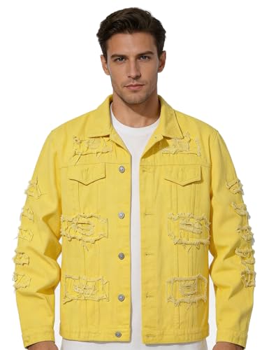Image of Men`s Classic Ripped Hip Hop Motorcycle Denim Jacket