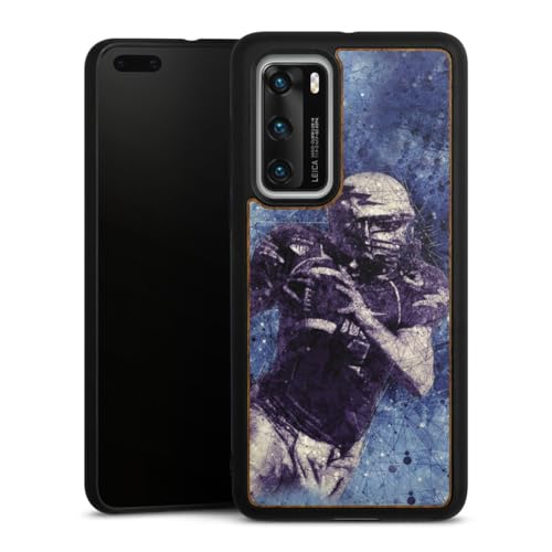 Coque en bois Huawei P40 protection football américain pour les passionnés de sport