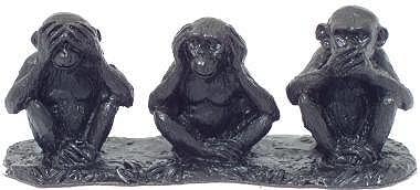 Black Coal Model 'The Three Wise Monkeys' - Hand Crafted with Coal