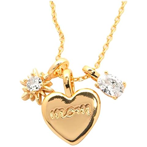 FC JORY Yellow Gold Plated Women Initial Letter Mum CZ Stone Heart Love You Pendant Chain Necklace Cover