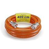 Gasschlauch 4 m – Propangasschlauch für Gasgrill & Campingkocher – Gas Schlauch 1/4" LH Linksgewinde – Gasschlauch Verlängerung – DVGW zertifizierter Gasanschlussschlauch