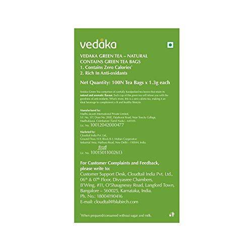 Image of Amazon Brand ? Vedaka Green Tea, Natural, 100 Bags (Pack of 3)