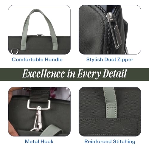 Image of Protecta Grace Office Laptop Messenger Bag for Men and Women Canvas Look Laptop Briefcase Water Repellent Padded Laptop Messenger Sleeve Bag 15.6 Inch Ideal for Office & Work in Color Olive