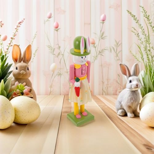 Casse-Noisettes Lapin de Pâques, duo de figurines en bois à offrir pour la déco