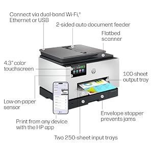 HP OfficeJet Pro 9135 Wireless All-in-One Color Inkjet Printer, Print, Scan, Copy, Fax, ADF, Duplex Print/scan, Best-for-Office, 3 Month Trial of Instant Ink Included, AI-Capable (C2WM0A) — photo 5 of 6